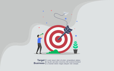 Illustration concept of target business. social networks, Internet, seo development, digital marketing, attract target audience. Suitable for web landing page, ui, mobile app, banner template.