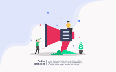 Illustration concept of online marketing. Digital marketing, social media marketing, advertising. Suitable for web landing page, ui, mobile app, banner template.
