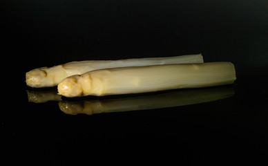 White asparagus in different materials