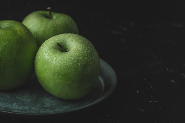 Fresh apples, front view. Vertical image.
