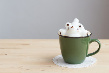 A cup of coffee with cute bear 3D latte art