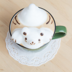A cup of coffee with cute bear 3D latte art
