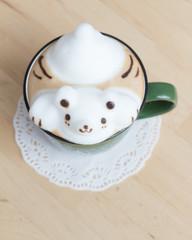 A cup of coffee with cute bear 3D latte art