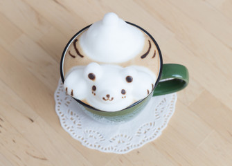 A cup of coffee with cute bear 3D latte art