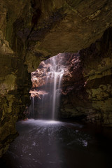 Naklejka na ściany i meble Smoo Cave, a large combined sea cave and freshwater cave in Durness in Sutherland, Highland, Scotland.