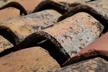 curved tiles in the abandoned Greek village Derekoy (Schinoudi) - turkish aegean island Gokceada