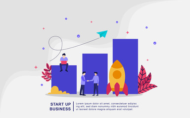 Illustration concept of startup business. Startup new project beginning vector, launching innovative solution. Conference with brainstorming. Can use for, landing page, template, ui, web, banner