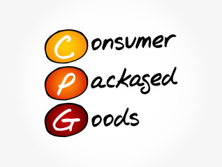CPG - Consumer Packaged Goods acronym, business concept background