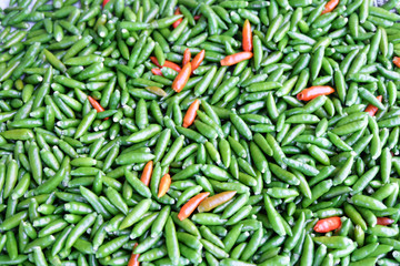 Red and green chillies mixed