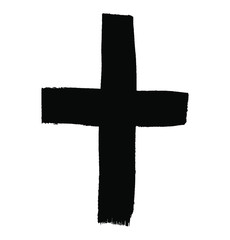 Black grunge cross on white background