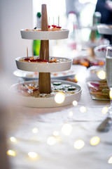 Catering table food close up bokeh