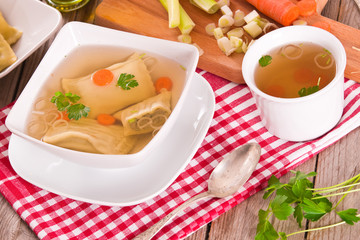 Maultaschen - swabian filled pasta ( ravioli ).	