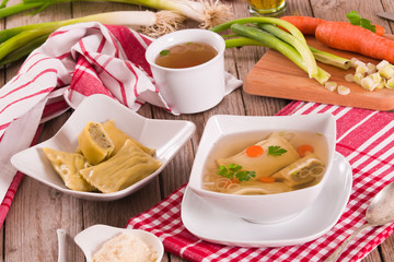 Maultaschen - swabian filled pasta ( ravioli ).	