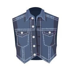 Blue Denim Vest Without Sleeves Vector Fashion Clothing Item