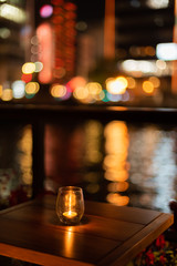 中州　那珂川河畔のキャンドルグラスと街の明かり