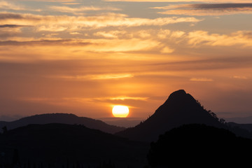 Sunrise above Monte Formaggio, Mazzarino, Caltanissetta, Sicily, Italy, Europe