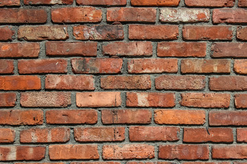 Old industrial reddish brick wall background texture pattern