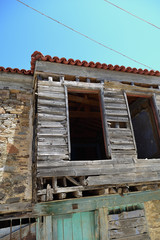 Ruined house in the abandoned Greek village Derekoy (Schinoudi) - turkish aegean island Gokceada