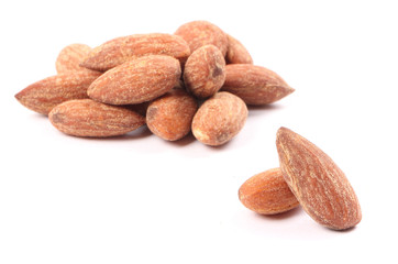 Roasted almond isolated on white 