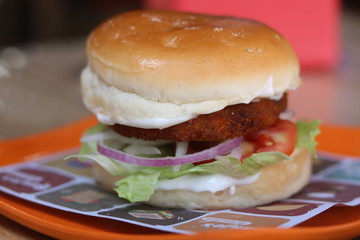 hamburger on plate