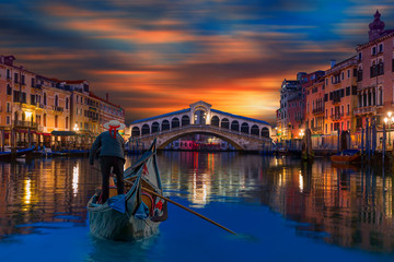 Gondola near Rialto Bridge in Venice, Italy
