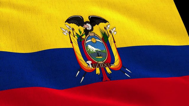 Ecuador flag fluttering in the wind close-up