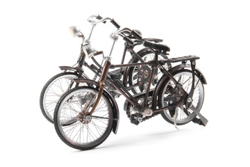 Vintage bicycle model isolated on white background