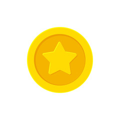 Golden coin with Star. Vector illustration