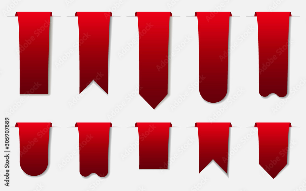 Poster blank label. red vector object isolated on white background. eps 10