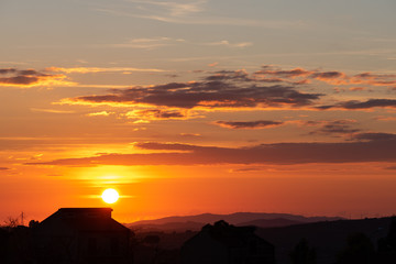 Fototapeta na wymiar Sicilian Hills at Sunset, Caltanissetta, Sicily, Italy, Europe