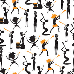 Collection of vector seamless background with african traditional patterns