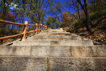 The stone steps of the mountain