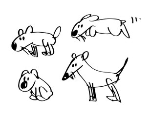 Set, collection of hand drawn style dogs. Sketch vector child, kid style illustration.