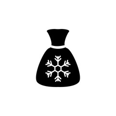 Christmas bag vector icon. filled flat sign for mobile concept and web design. Christmas bag with snowflake glyph icon. Symbol, logo illustration. Vector graphics