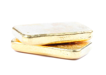 Gold bars isolated on white