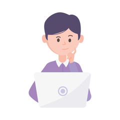 young man using laptop computer