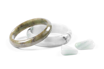 Jade bracelet on white background