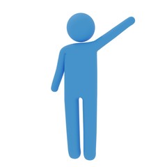 手をあげるピクトグラム3DCG