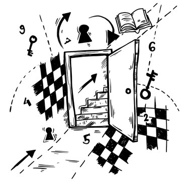 Escape game sketch cartoon strategy