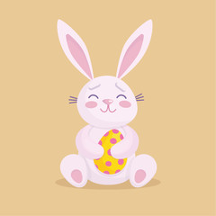 Easter rabbit with Easter egg. Vector illustration with bunny character..