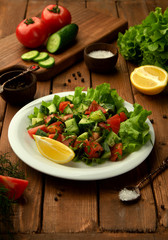 choban shepherd salad with tomato, cucumber, herbs and lemon