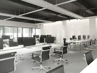 White modern office building interior