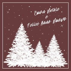 Elegant Christmas greeting card with trees