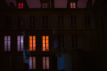 The night streets of the French city of Caen