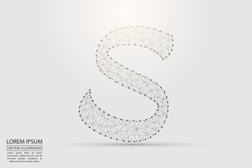 English letters abstract font consists 3d of triangles, lines, dots and connections. Vector illustration EPS 10.