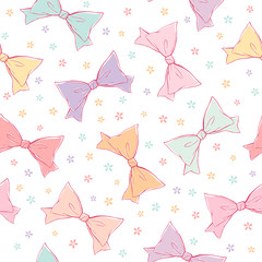 Cute bows vector seamless pattern