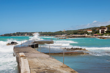 Beautiful azure sea and the rocky beach