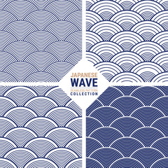 Japanese wave seamless pattern collection