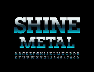 Vector Shine Metal Font. Bright Silver Alphabet. Reflective Letters, Numbers and Symbols