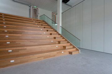 Modern Dutch architecture Netherlands. Interior schoolbuilding Groningen. Stairway